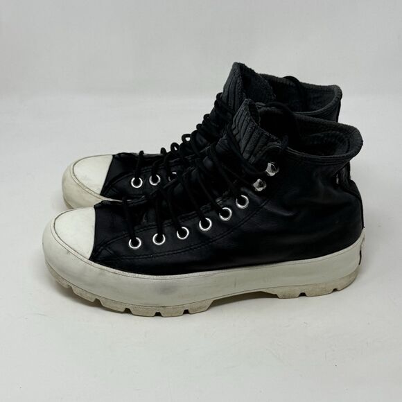 Converse All Star Chuck GoreTex Lugged Soles High Shoes Womens 9.5 Black Leather - Picture 6 of 16